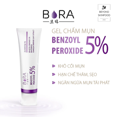 Gel chấm mụn Bora Benzoyl Peroxide 5% hoạt động mạnh mẽ tuýp 15g