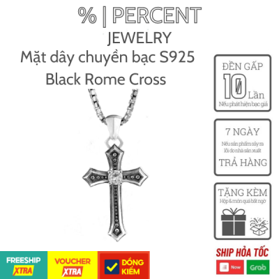 Mặt Dây Chuyền Bạc S925 Black Rome Cross Percent Silver Original  