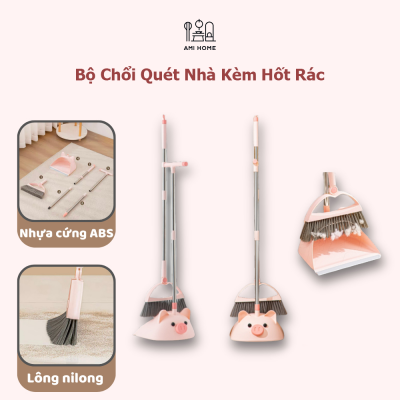 Bộ Chổi Quét Nhà Kèm Hốt Rác Heo Con
