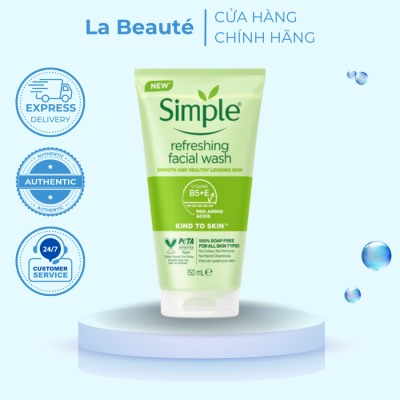 Sữa Rửa Mặt Simple Giúp Da Sạch Thoáng 150ml Kind To Skin Refreshing Facial Wash Gel